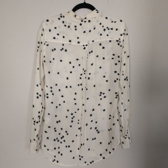 Equipment Cream Silk Blouse with Blue Star Print - Size L - Picture 3 of 5